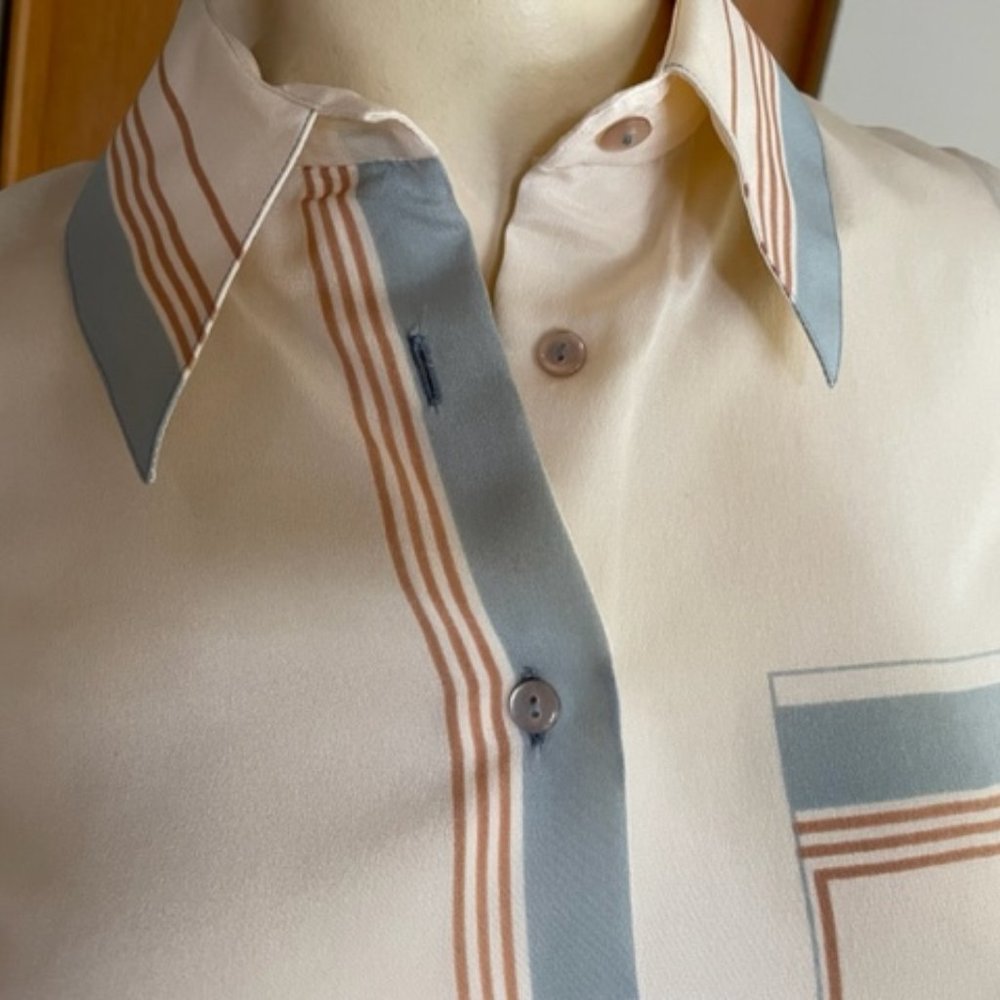Vtg. SERGE NANCEL PARIS BLOUSE Long Sleeve, Button Down SIZE 42 Unique Graphics - Picture 3 of 9